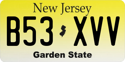 NJ license plate B53XVV