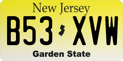 NJ license plate B53XVW