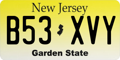 NJ license plate B53XVY