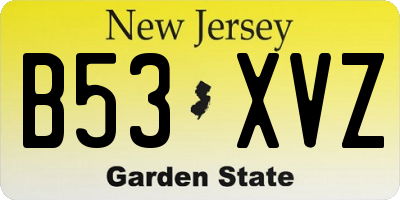 NJ license plate B53XVZ