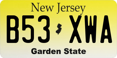 NJ license plate B53XWA