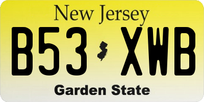 NJ license plate B53XWB