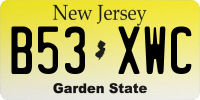 NJ license plate B53XWC