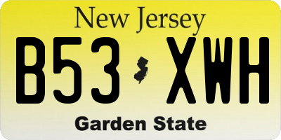 NJ license plate B53XWH