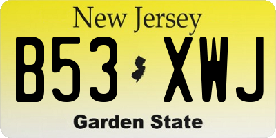 NJ license plate B53XWJ