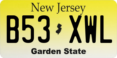 NJ license plate B53XWL