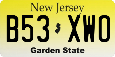 NJ license plate B53XWO