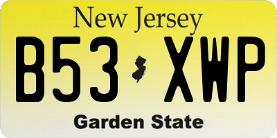 NJ license plate B53XWP