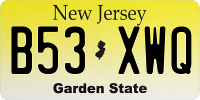 NJ license plate B53XWQ