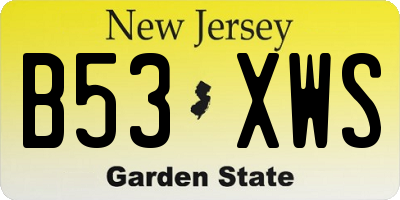 NJ license plate B53XWS