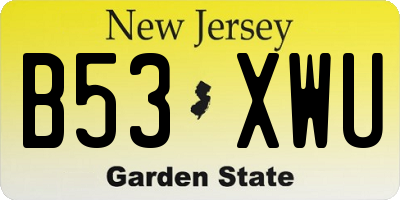 NJ license plate B53XWU