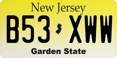 NJ license plate B53XWW