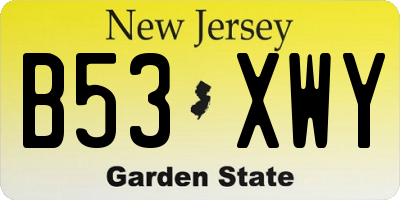 NJ license plate B53XWY