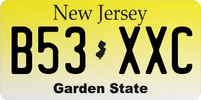NJ license plate B53XXC