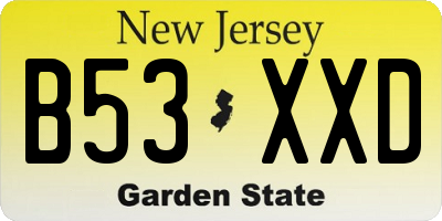 NJ license plate B53XXD