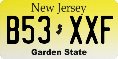 NJ license plate B53XXF