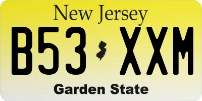 NJ license plate B53XXM