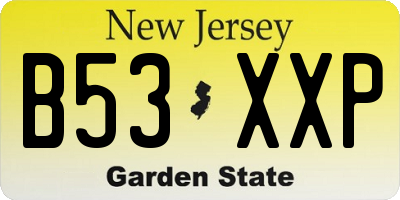 NJ license plate B53XXP