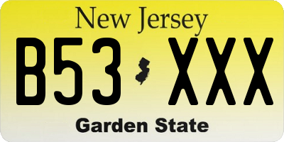 NJ license plate B53XXX