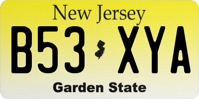 NJ license plate B53XYA