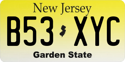 NJ license plate B53XYC
