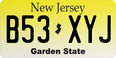 NJ license plate B53XYJ