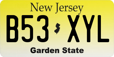 NJ license plate B53XYL