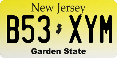 NJ license plate B53XYM
