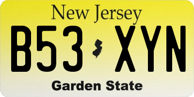 NJ license plate B53XYN