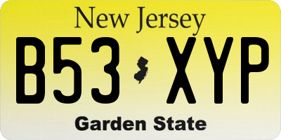 NJ license plate B53XYP