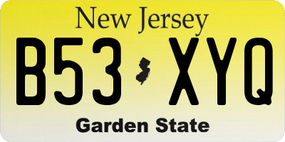 NJ license plate B53XYQ