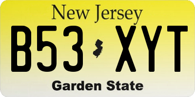 NJ license plate B53XYT