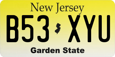 NJ license plate B53XYU
