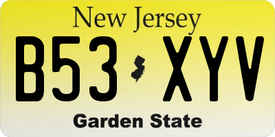 NJ license plate B53XYV