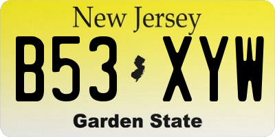 NJ license plate B53XYW