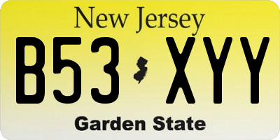NJ license plate B53XYY