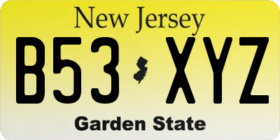 NJ license plate B53XYZ