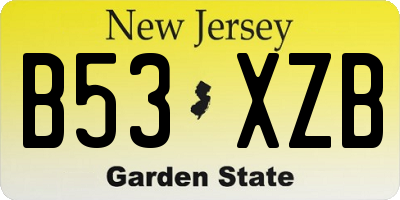 NJ license plate B53XZB