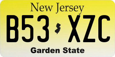 NJ license plate B53XZC
