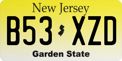 NJ license plate B53XZD