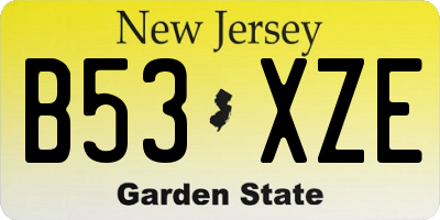 NJ license plate B53XZE