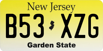 NJ license plate B53XZG