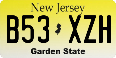 NJ license plate B53XZH