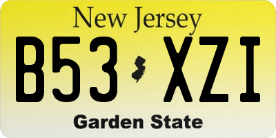 NJ license plate B53XZI