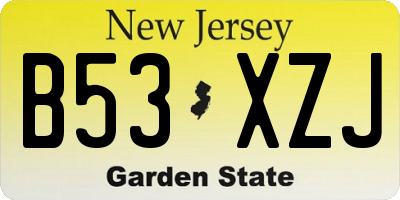 NJ license plate B53XZJ