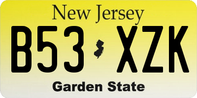 NJ license plate B53XZK