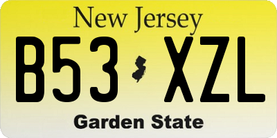 NJ license plate B53XZL