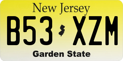 NJ license plate B53XZM