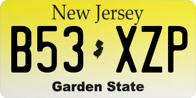 NJ license plate B53XZP