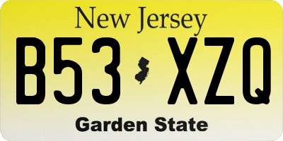 NJ license plate B53XZQ